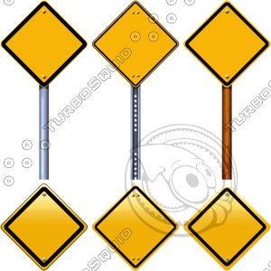 Blank yellow rhombus road signs