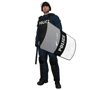 rigged riot police officer 3d model
