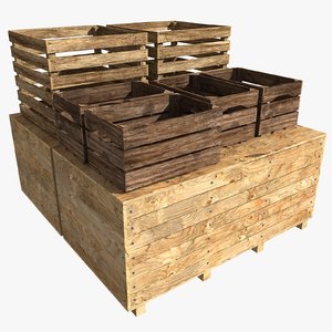 3d stacked crates model