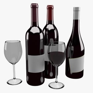 3d wine bottle glass