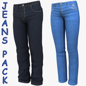 pack woman man jeans cloth 3d model