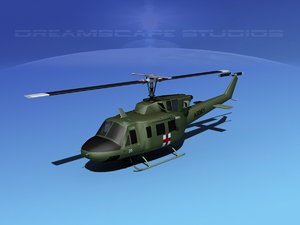 3d uh1-n bell uh-1n helicopter