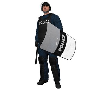 rigged riot police officer 3d max
