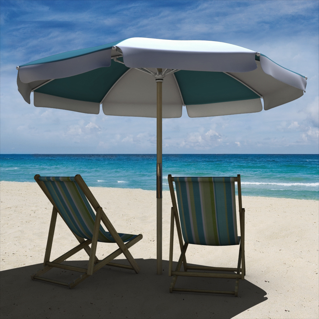 3d Model Beach Chair Umbrella