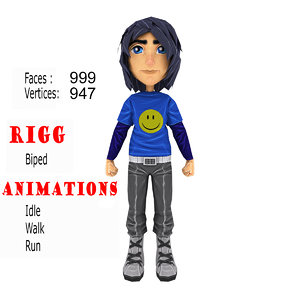 max rigged animation bip