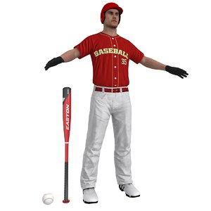 3d baseball player bat ball
