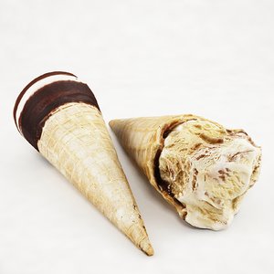 3d ice cream cone crunched model