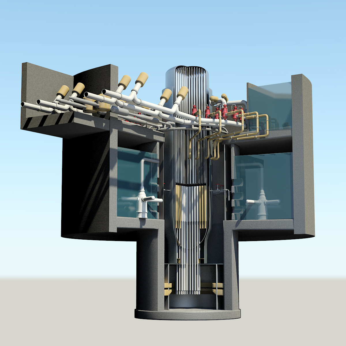 3d nuclear reactor - cutaway