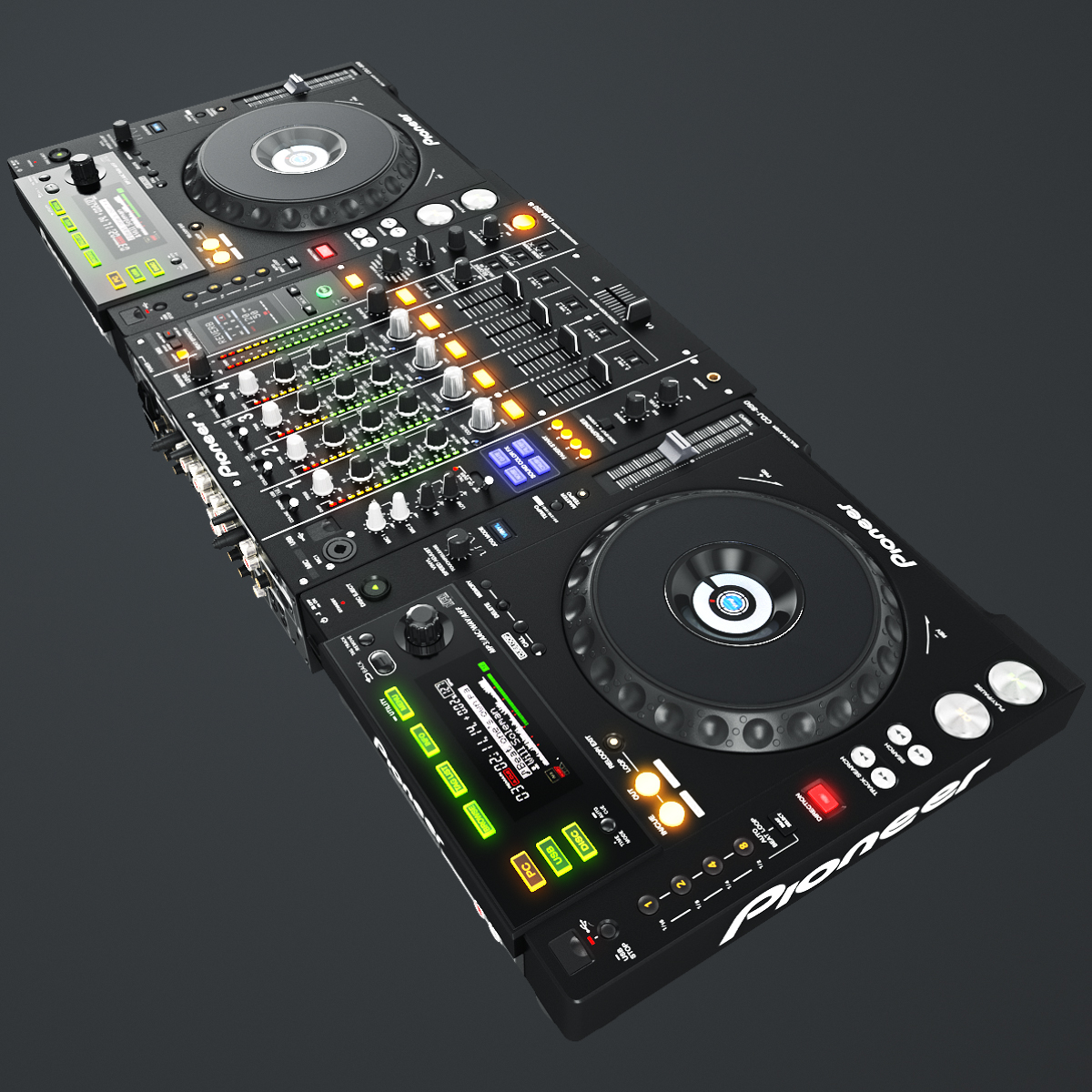 dj set pioneer black 3d model