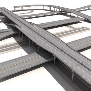 3d highway streets construction sidewalk model