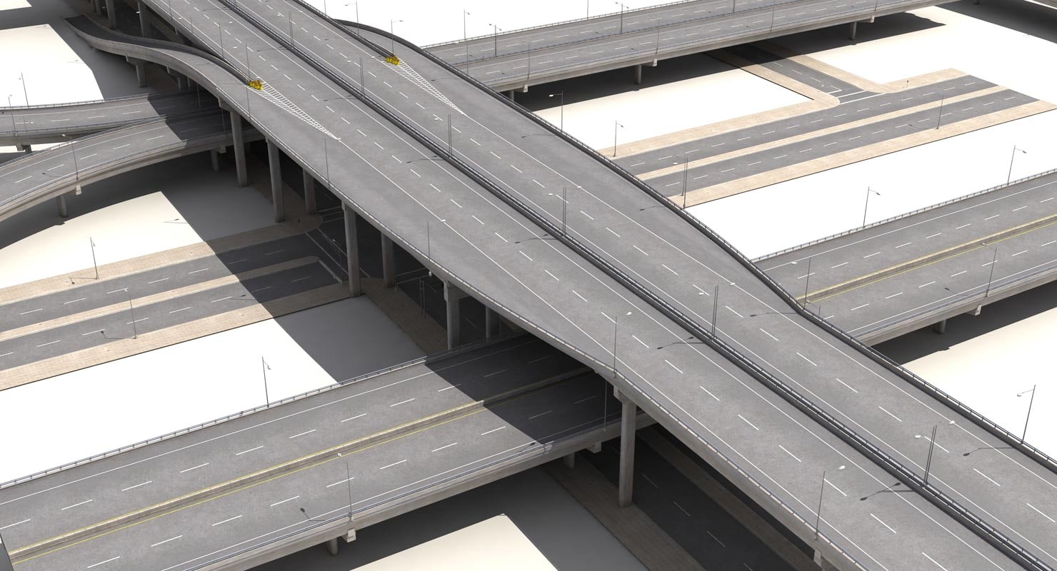 3d highway streets construction sidewalk model
