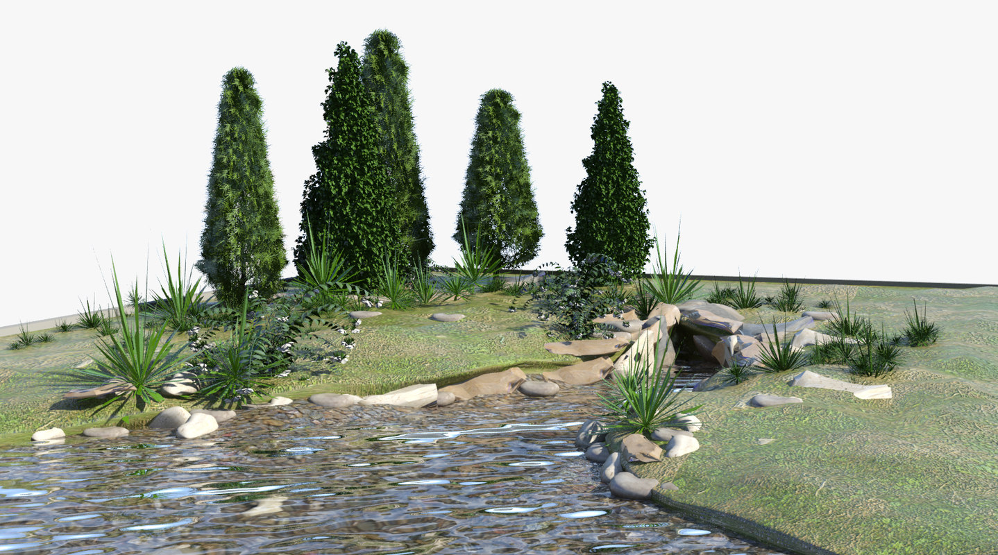 pond-landscape-land-3d-model