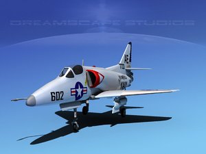 skyhawk douglas a-4 a-4d 3d max