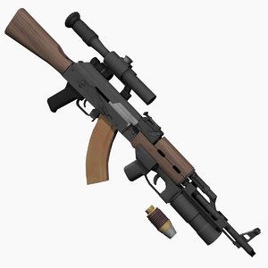 3d model akm rifle