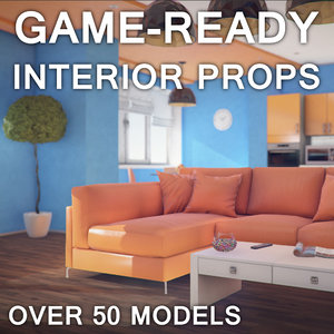 3d furniture props interiors low-poly