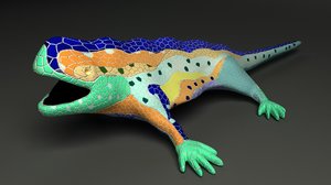 3d model rigged gaudi salamander