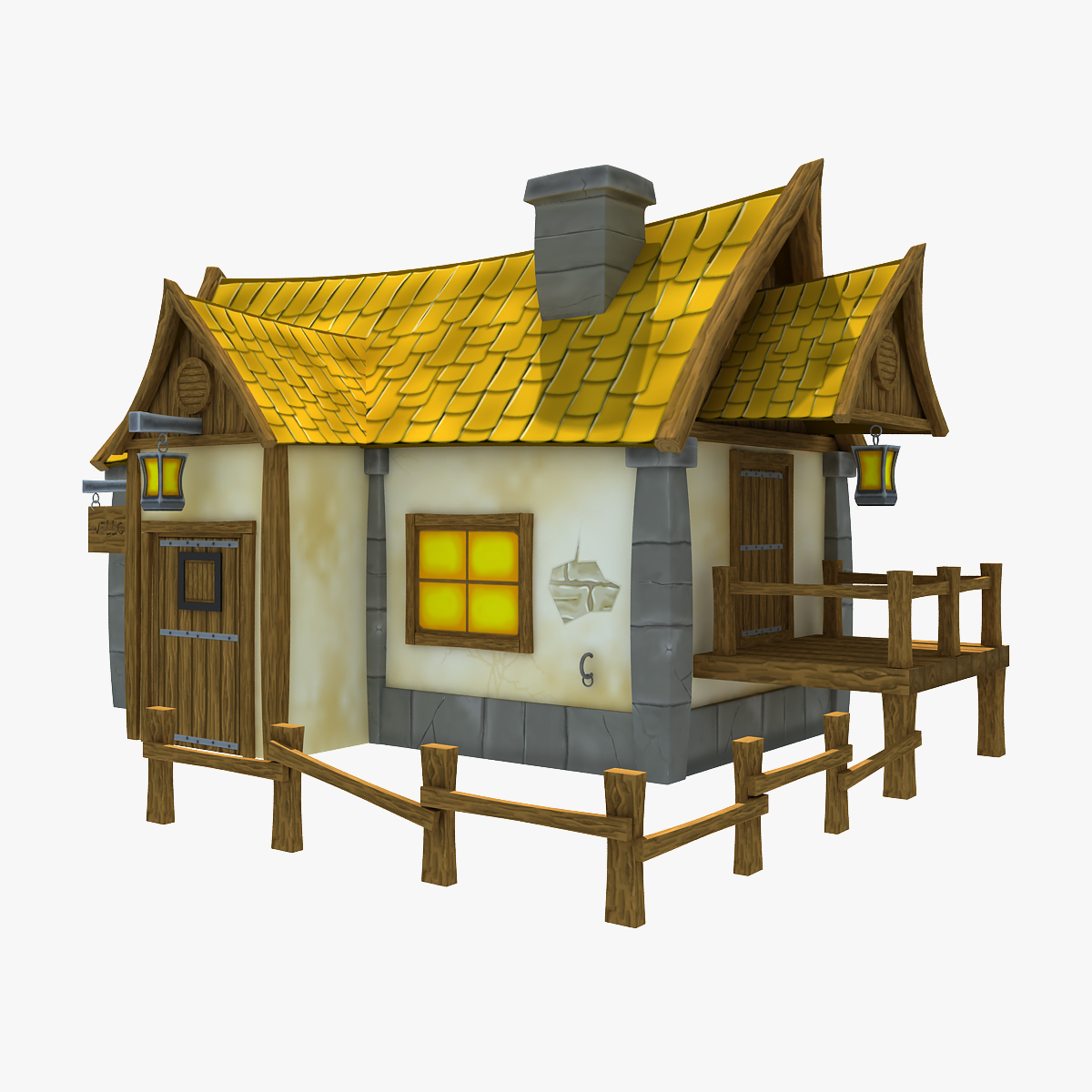 medieval cartoon house 3d model