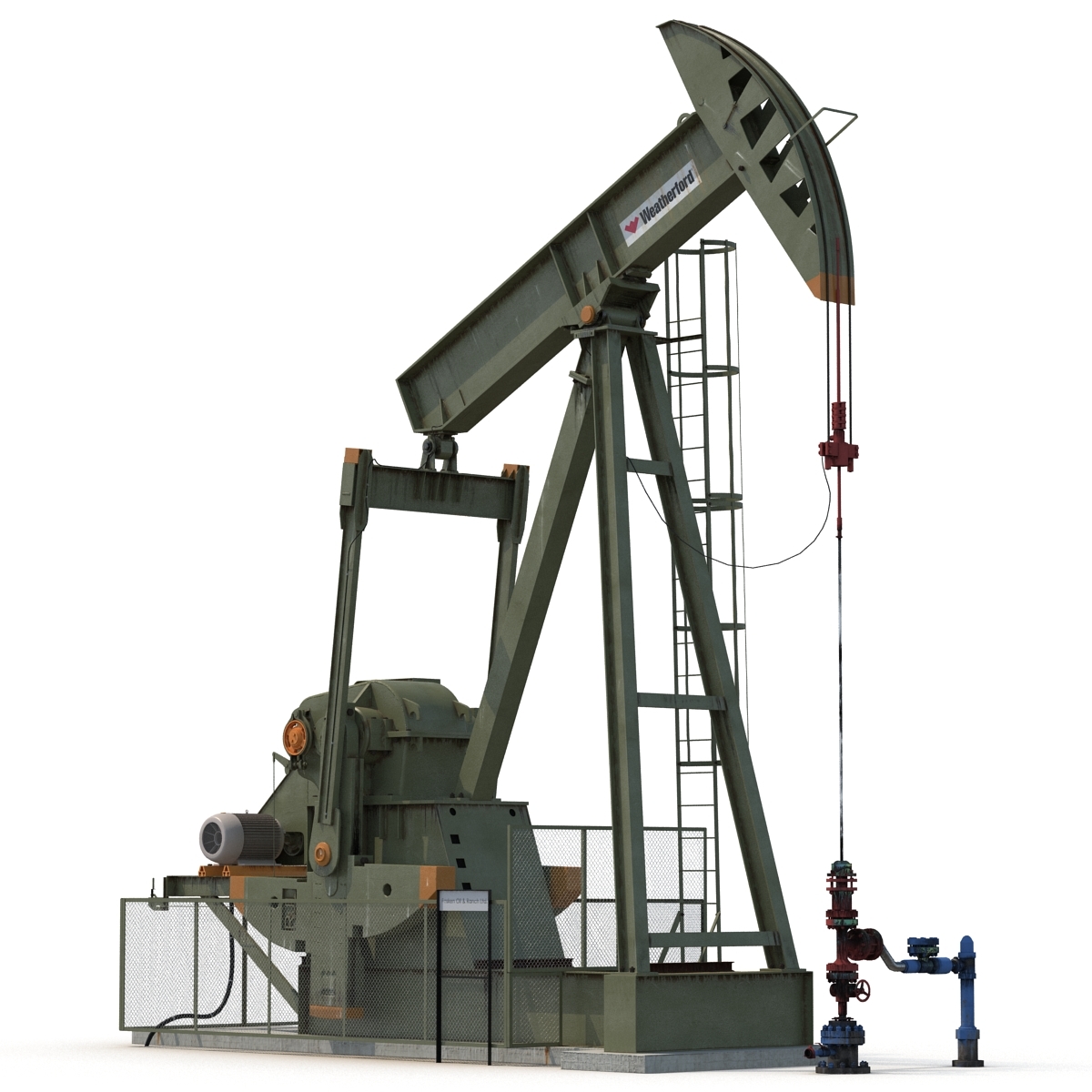 oil pump jack rigged 3d max