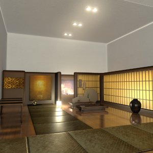 3d japanese tea house interior
