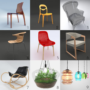 chairs lamps design sign 3d model