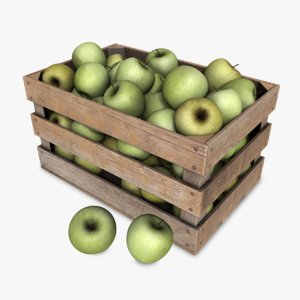 3d model crate apples