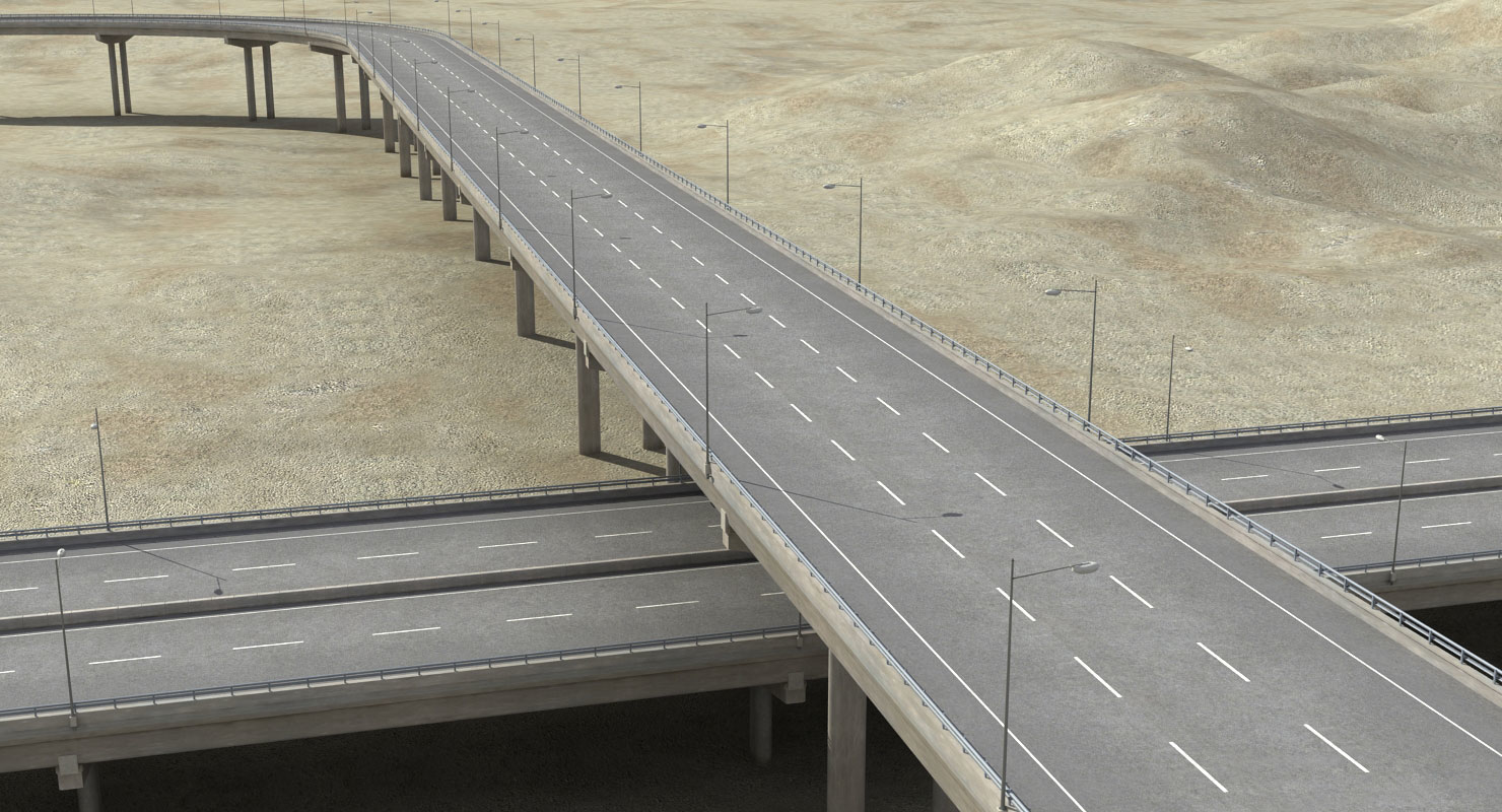 沙漠建设的高速公路3d模型