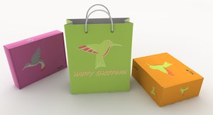 shopping bag boxes 3d model
