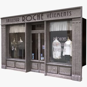 typical paris shop facade 3d lwo