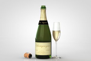 3d champagne bottle