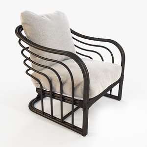 3d model armchair natural rattan