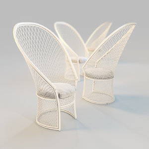 3d model armchair natural rattan