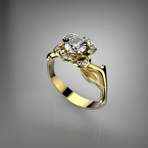 3d model stone gold ring