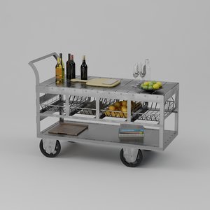 3d model of bar cart halford industrial