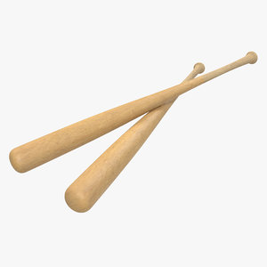 3d model of wooden baseball bat generic