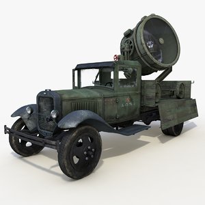 gaz-aa searchlight military vehicle 3d model