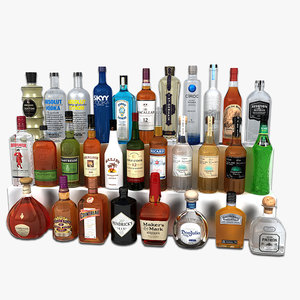 liquor bottles 3d model