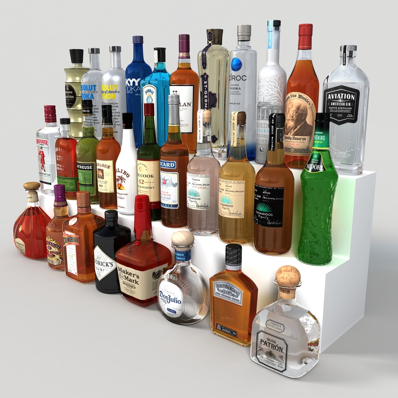 liquor bottles 3d model