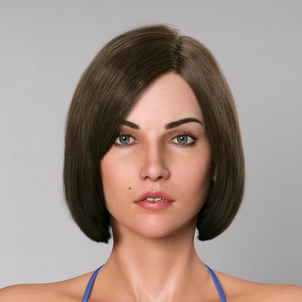 Alena Skinning Hairs 3d Model