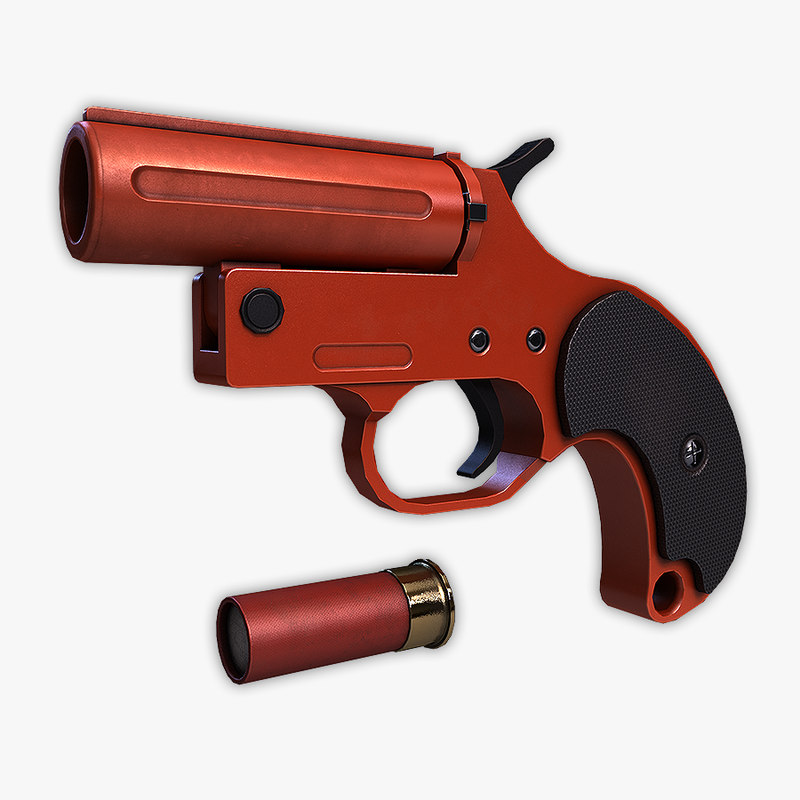 lowpoly flare gun 3d model