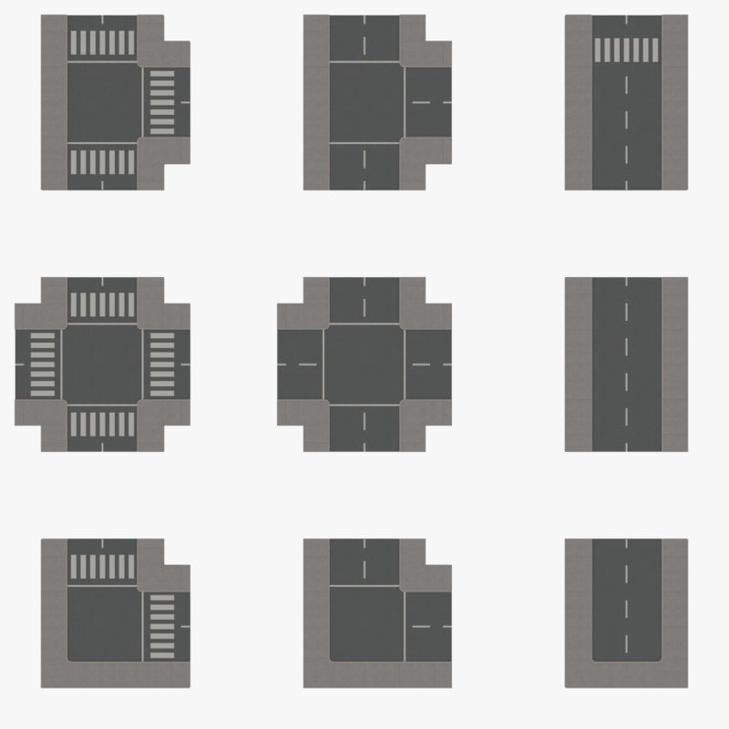 3d modular set road tiles