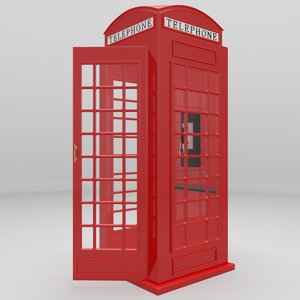 3d red telephone booth