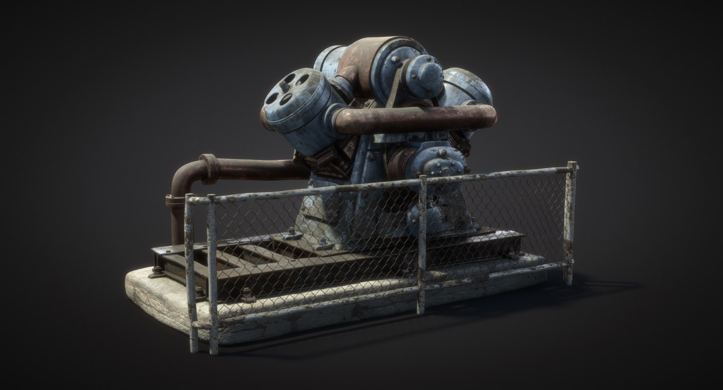 old factory generator machine 3d model