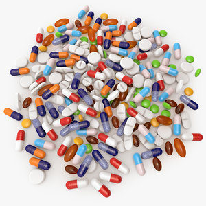 3d pills modeled pile
