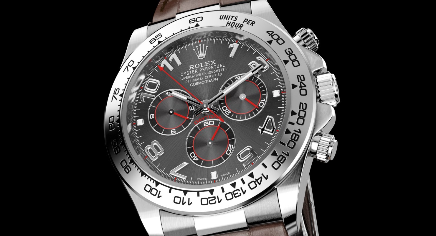 rolex daytona grey dial leather strap