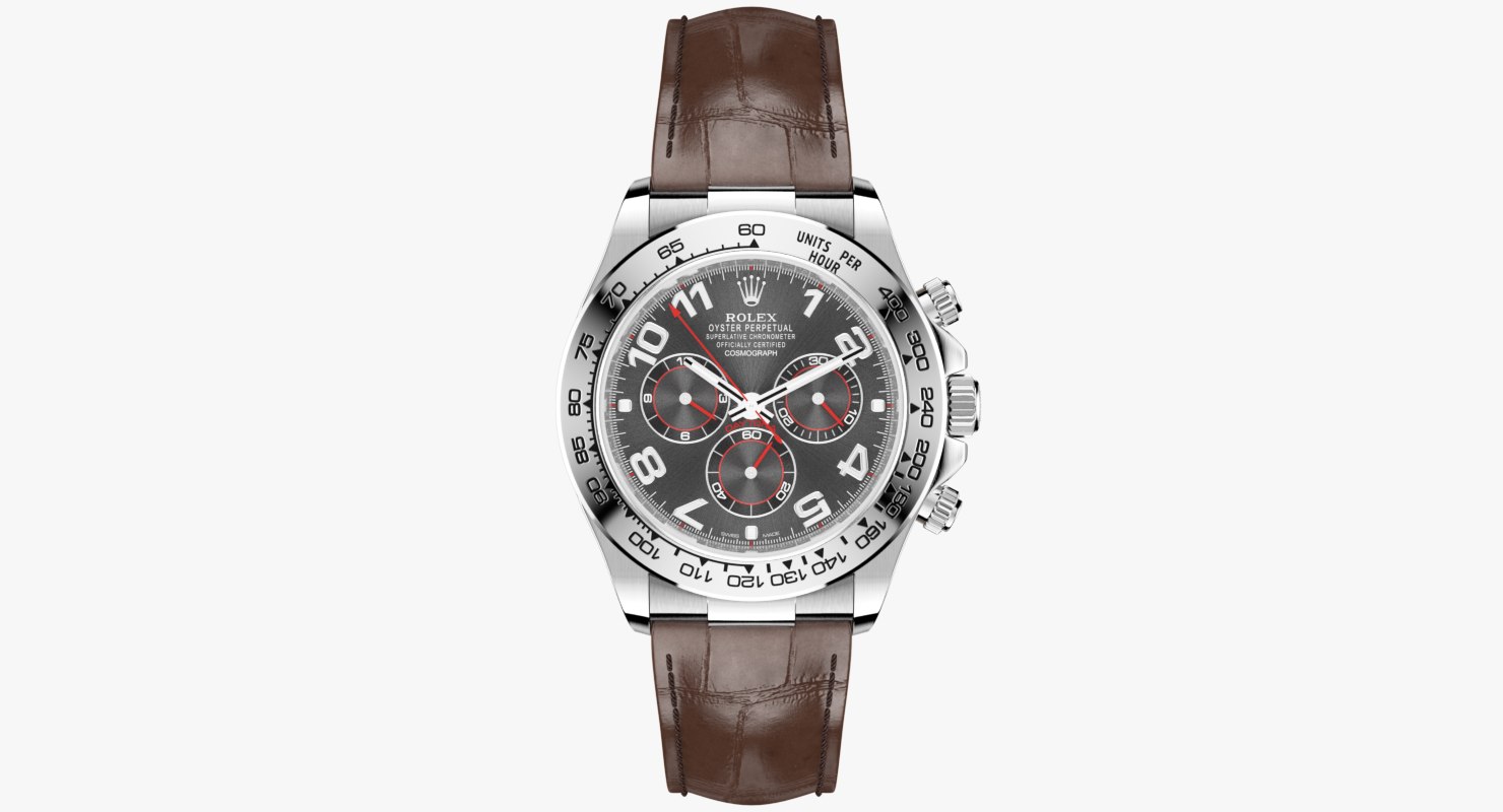 rolex daytona grey dial leather strap