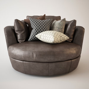 3d armchair snuggle leather