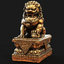 gold lion statue 3d obj