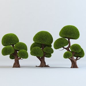 set cartoon trees 3d model
