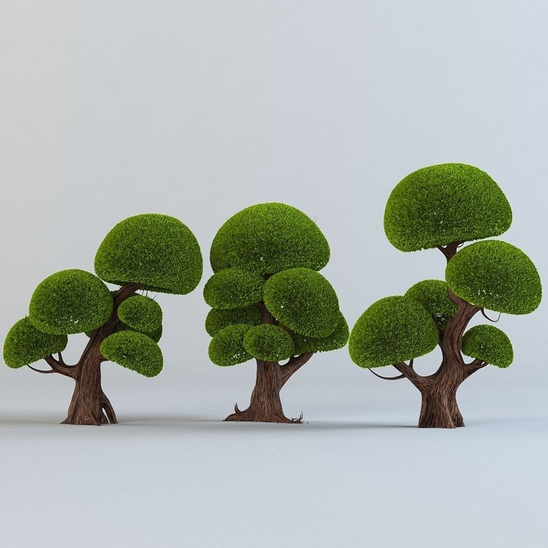 set cartoon trees 3d model