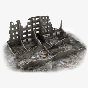 abandoned ruined building world war 3d model
